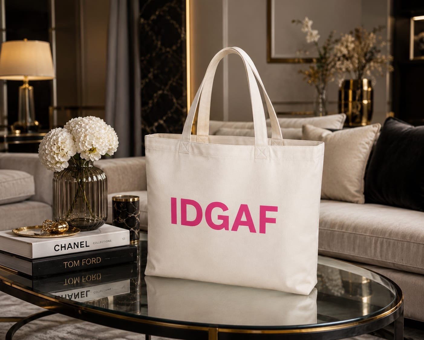IDGAF White Tote Bag